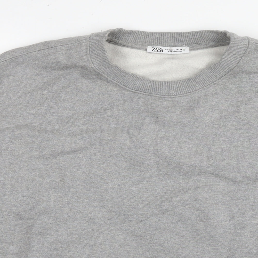 Zara Womens Grey Cotton Pullover Sweatshirt Size M Pullover