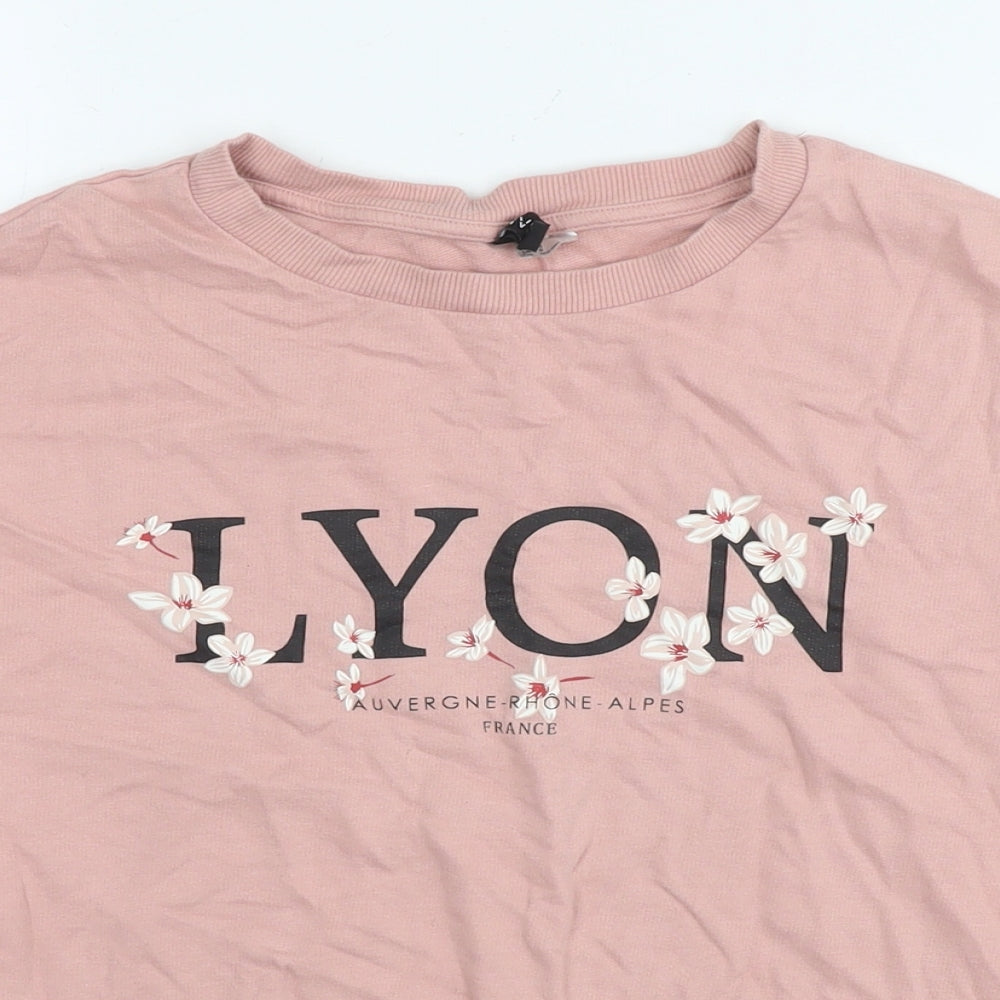 Divided by H&M Womens Pink Cotton Full Zip Hoodie Size S Pullover - Lyon flowers