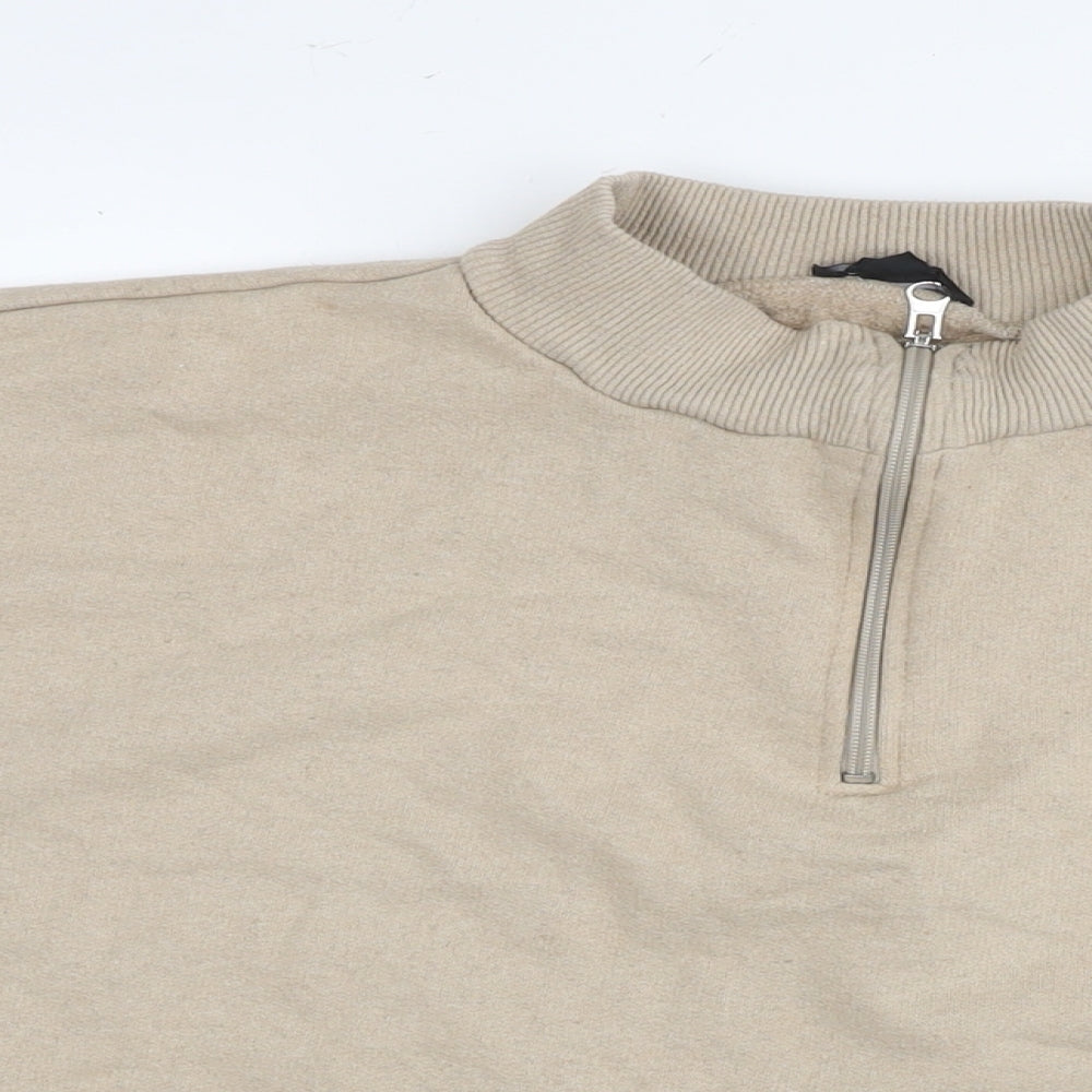 Boohoo Womens Beige Cotton Pullover Sweatshirt Size M Pullover