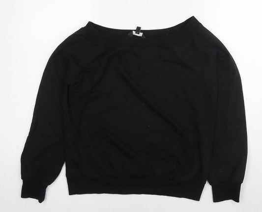 New Look Womens Black Cotton Pullover Sweatshirt Size 12 Pullover