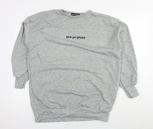 New Girl Order Womens Grey Polyester Pullover Sweatshirt Size 8 Pullover - Tunic Logo