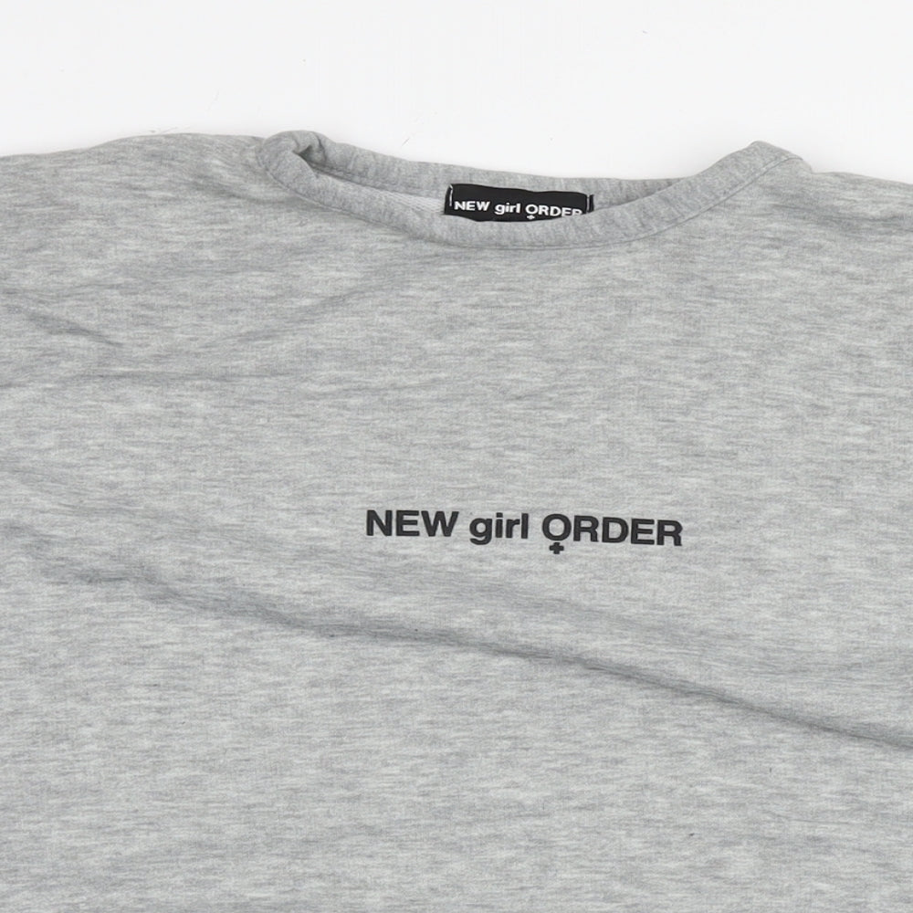 New Girl Order Womens Grey Polyester Pullover Sweatshirt Size 8 Pullover - Tunic Logo