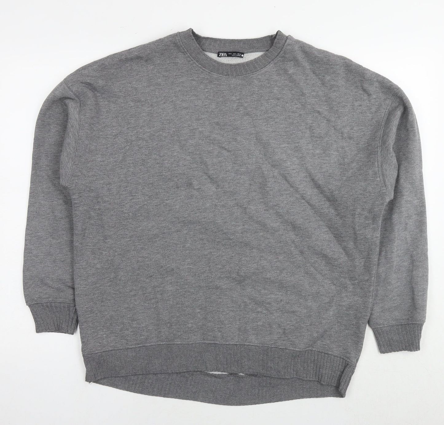Zara Womens Grey Polyester Pullover Sweatshirt Size S Pullover