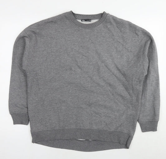 Zara Womens Grey Polyester Pullover Sweatshirt Size S Pullover