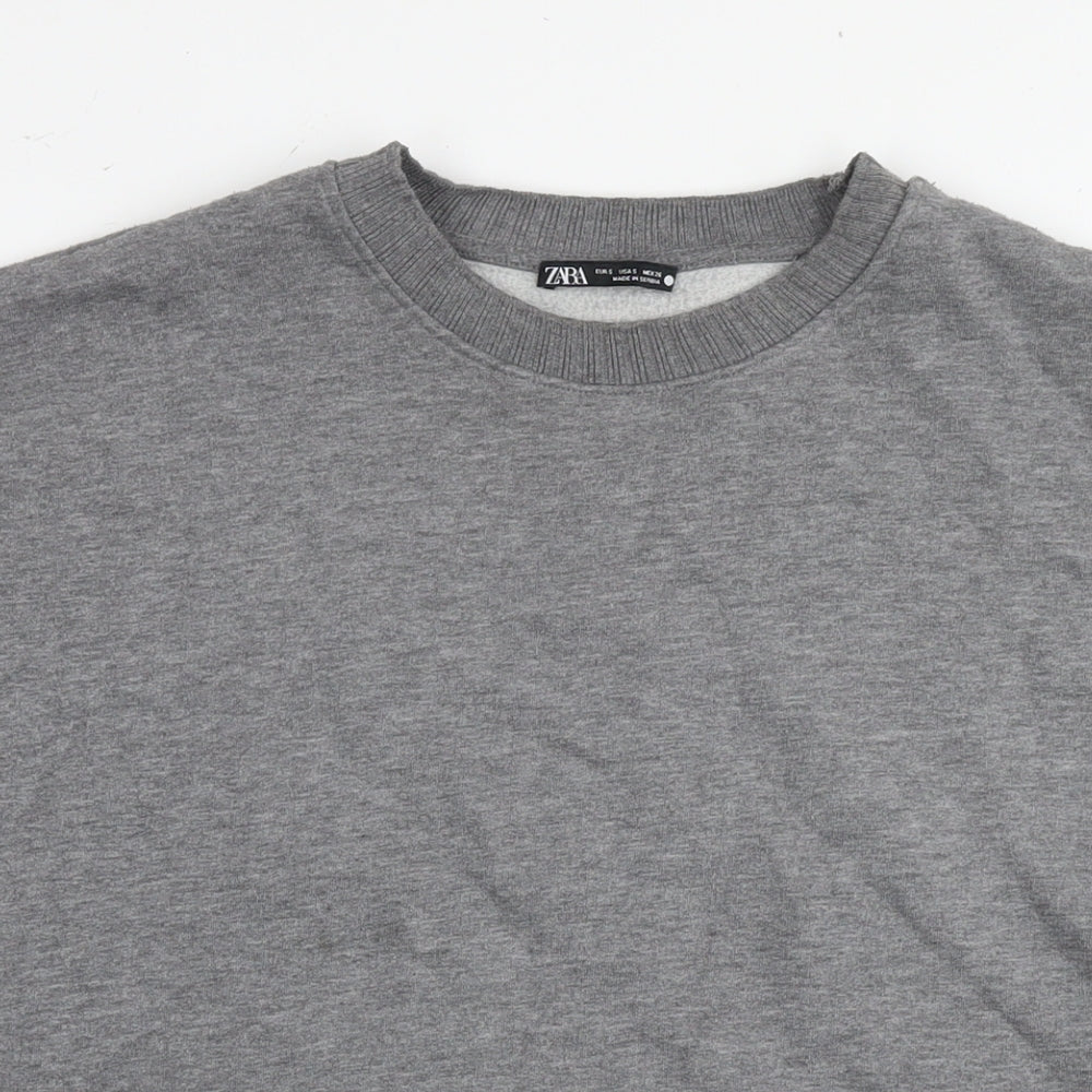 Zara Womens Grey Polyester Pullover Sweatshirt Size S Pullover