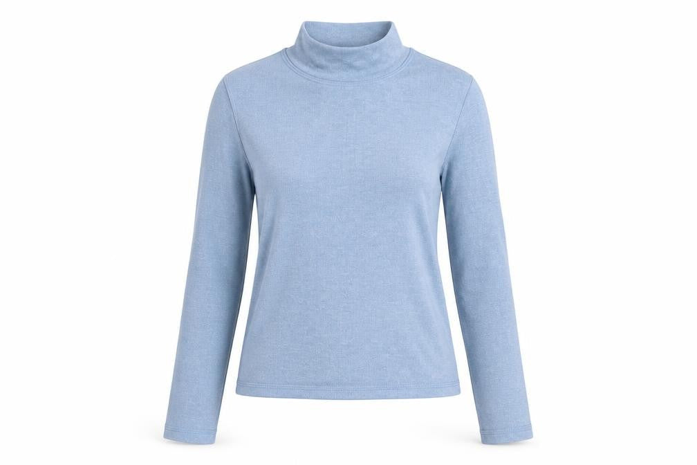 Urban Outfitters Womens Blue Viscose Basic T-Shirt One Size Mock Neck