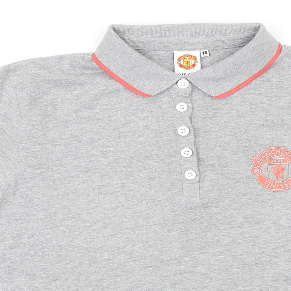 Crest Womens Green Cotton Basic Polo Size 16 Collared - Manchester United