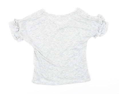 Back view of Savannah Miller women’s grey polyester basic t-shirt, size UK 8, boat neck