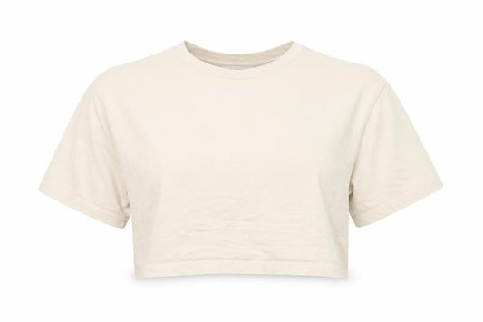 Urban Revivo Womens Beige 100% Cotton Cropped T-Shirt Size 10 Round Neck