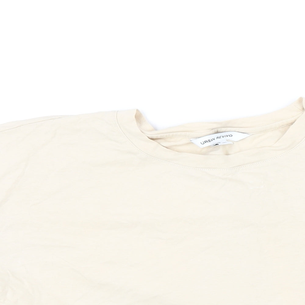Urban Revivo Womens Beige 100% Cotton Cropped T-Shirt Size 10 Round Neck