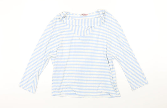 Phase Eight Womens Blue Striped Viscose Basic T-Shirt Size 18 Boat Neck