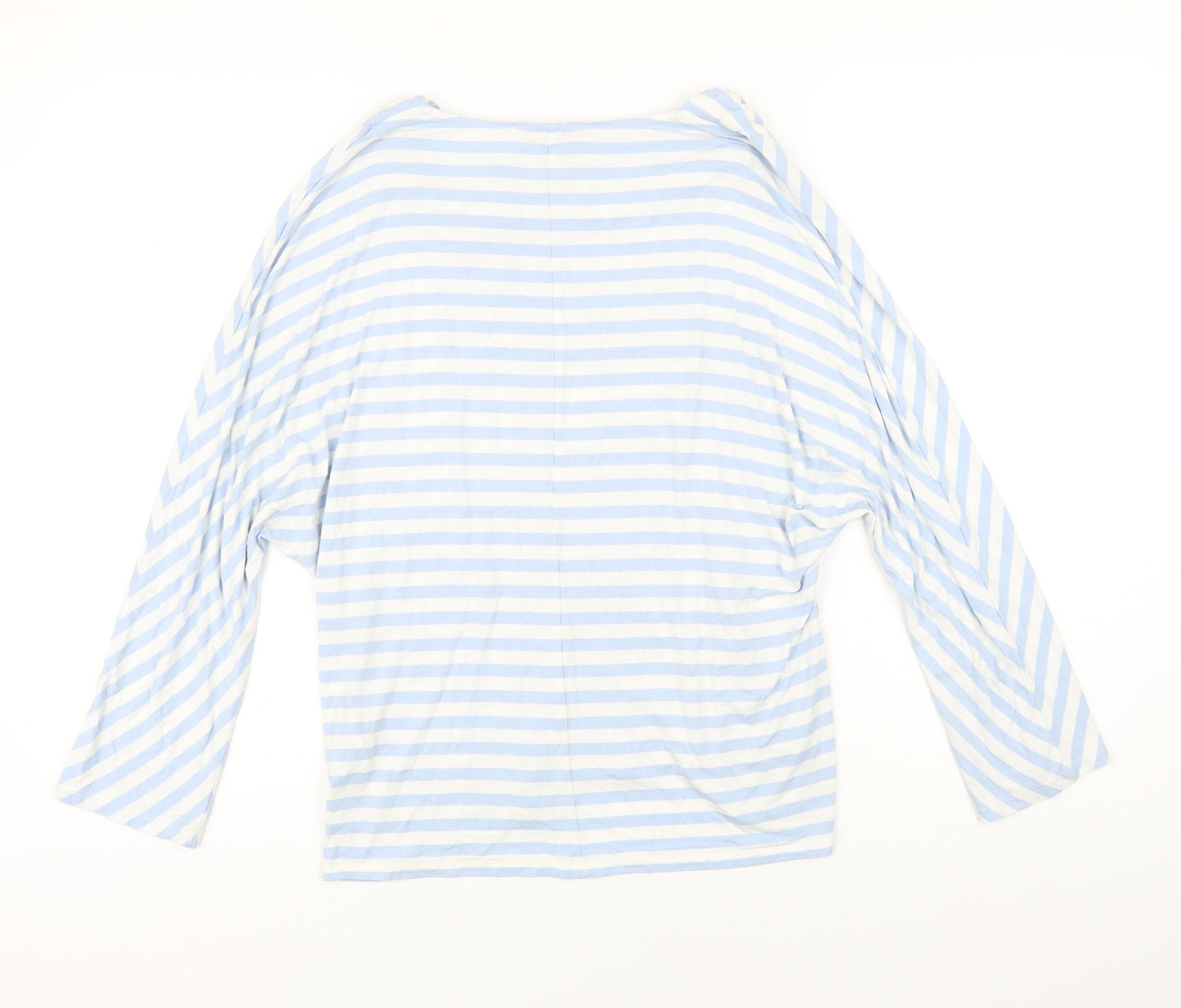 Phase Eight Womens Blue Striped Viscose Basic T-Shirt Size 18 Boat Neck