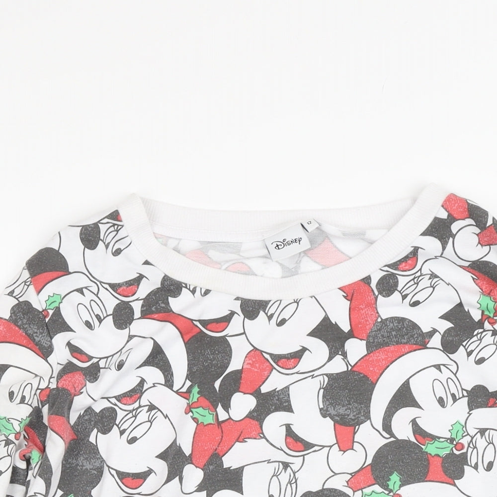 Disney Womens Multicoloured Geometric Polyester Pullover Sweatshirt Size 12