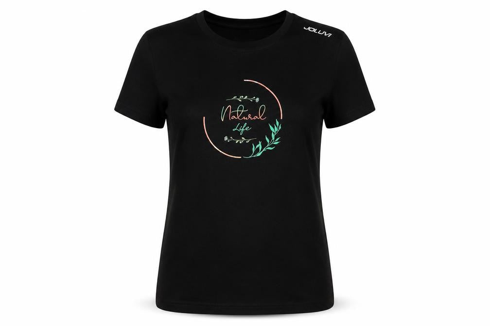 Joluvi Womens Black Cotton Basic T-Shirt Size M Crew Neck
