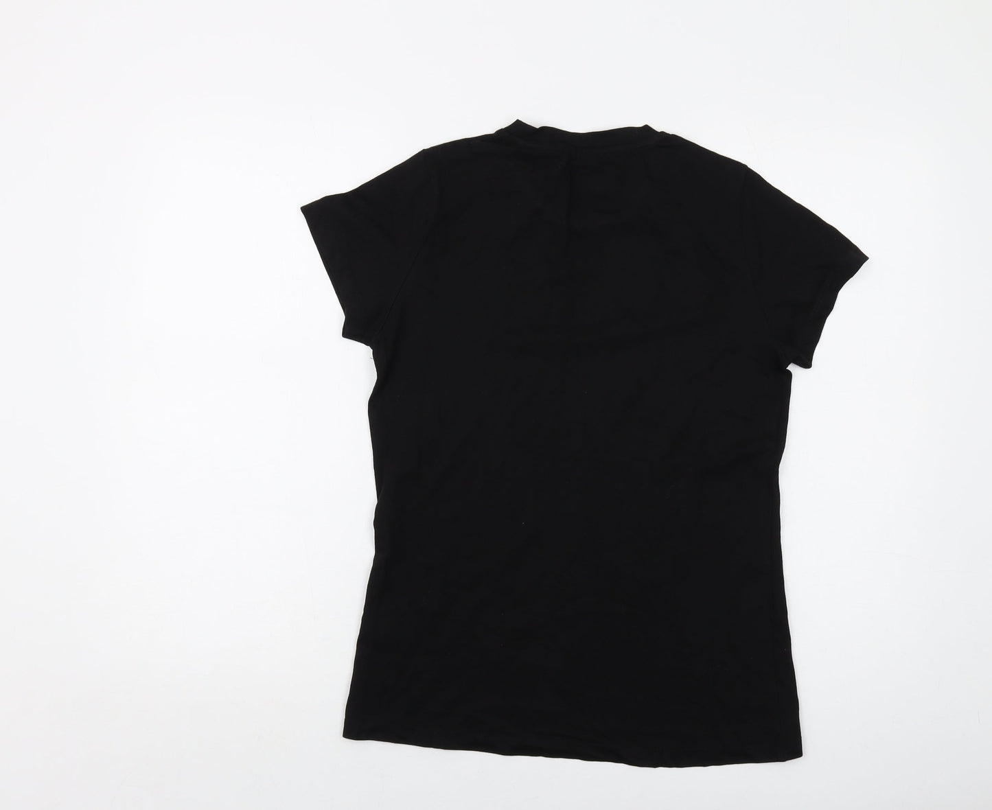 Joluvi Womens Black Cotton Basic T-Shirt Size M Crew Neck