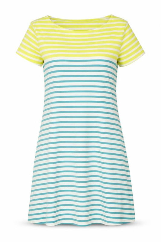 Lily & Me Womens Multicoloured Striped Cotton T-Shirt Dress Size 12 Round Neck Pullover