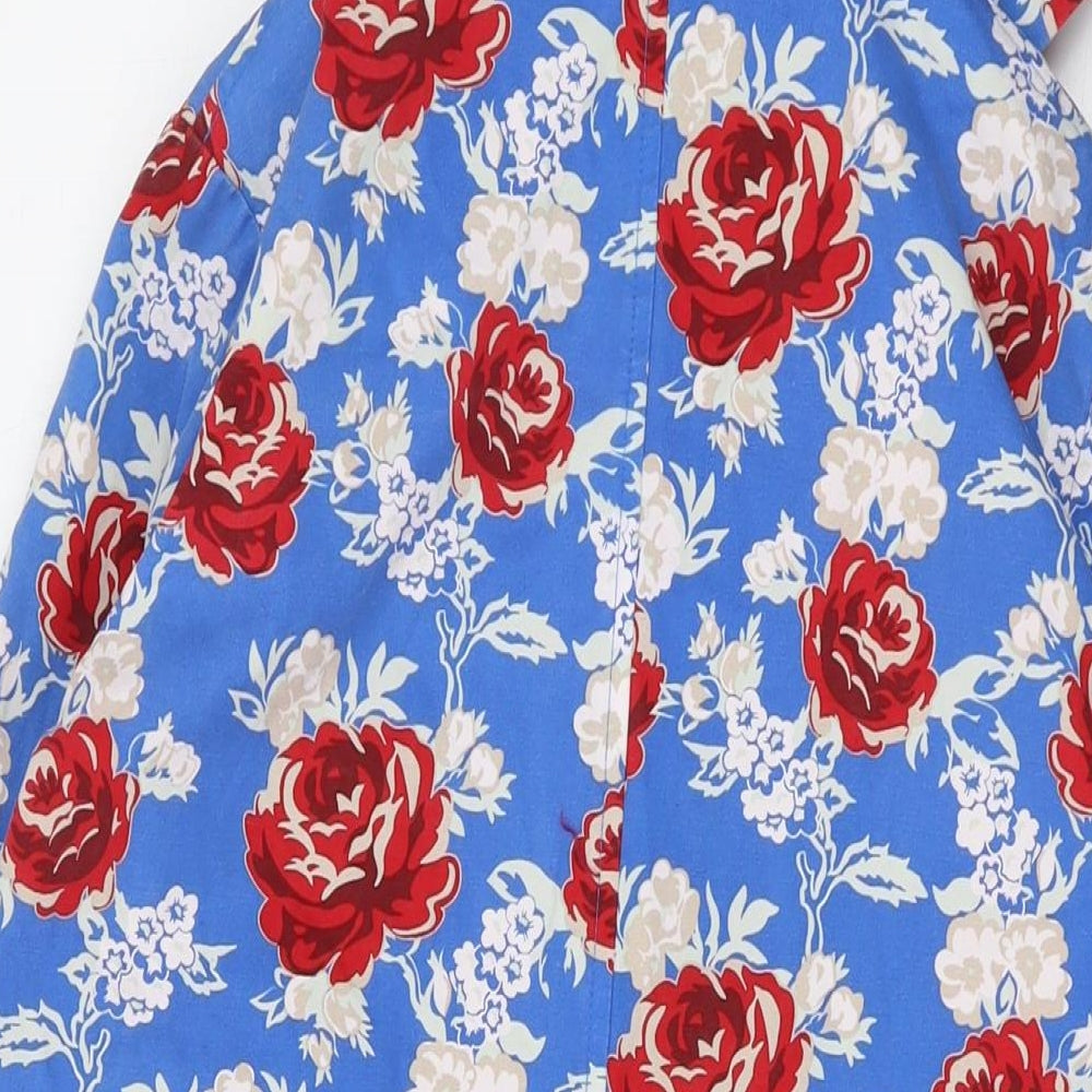 Tulchan Womens Blue Floral Jacket Size 10 Button