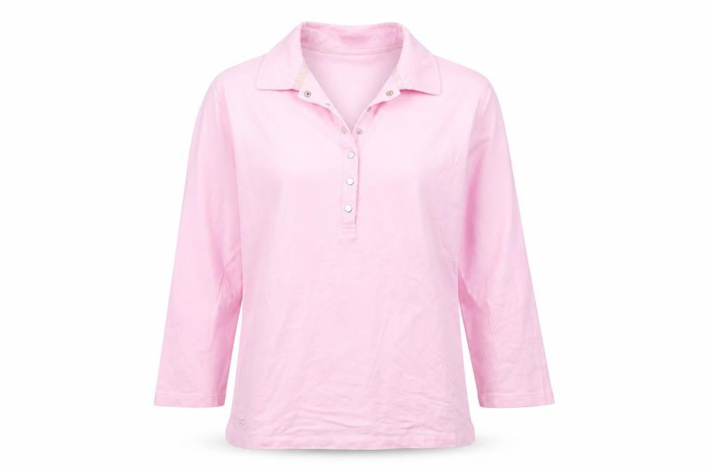 Rohnisch Womens Pink Cotton Basic T-Shirt Size L Collared