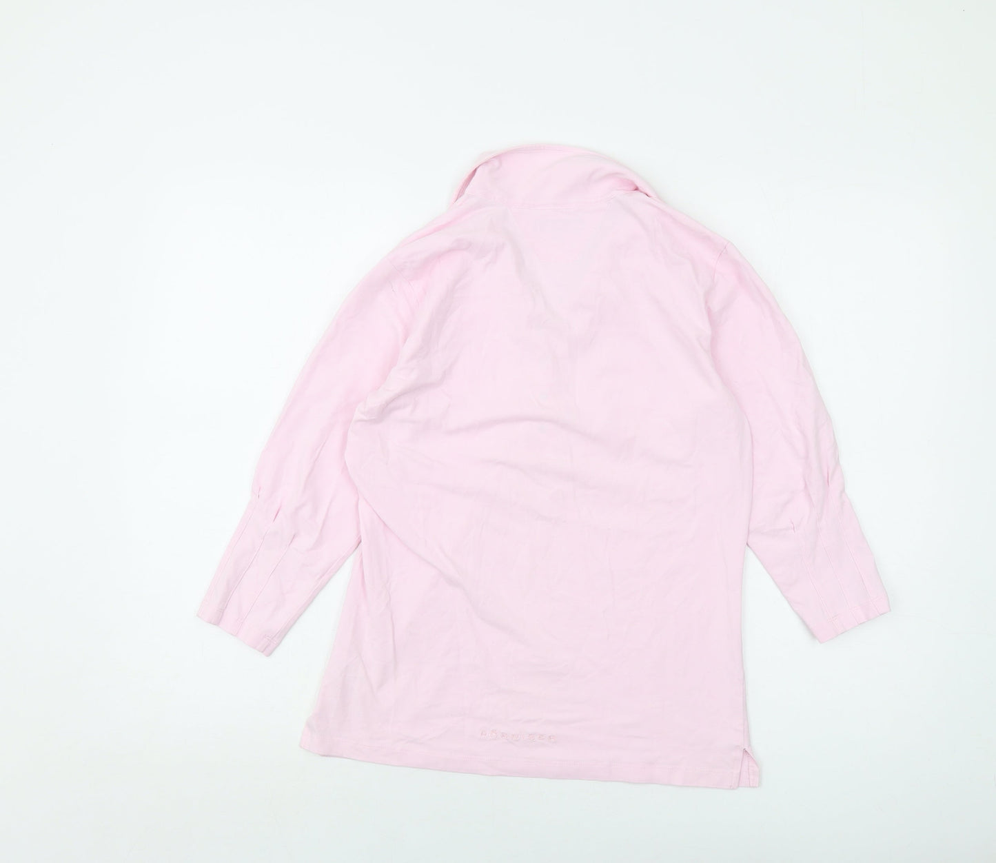 Rohnisch Womens Pink Cotton Basic T-Shirt Size L Collared