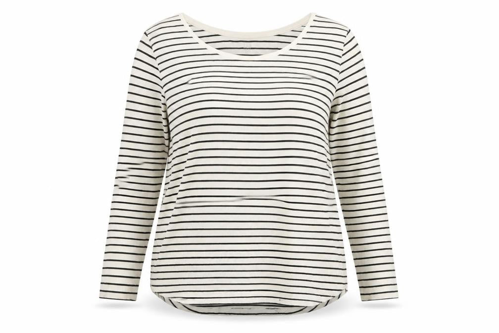 Gap Womens Ivory Striped Viscose Basic Blouse Size L Round Neck