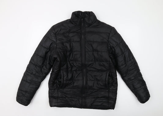 BKFF Womens Black Puffer Jacket Jacket Size 12 Zip