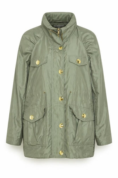 Front view of Red Herring women’s green jacket, size UK 10, zip
