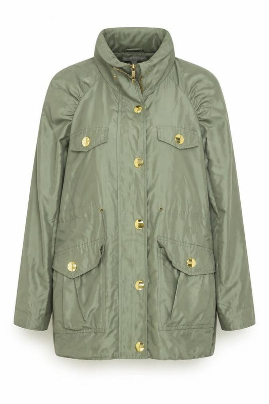 Front view of Red Herring women’s green jacket, size UK 10, zip