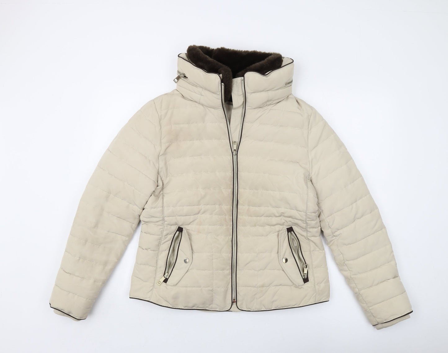 Marks and Spencer Womens Beige Jacket Size 14 Zip