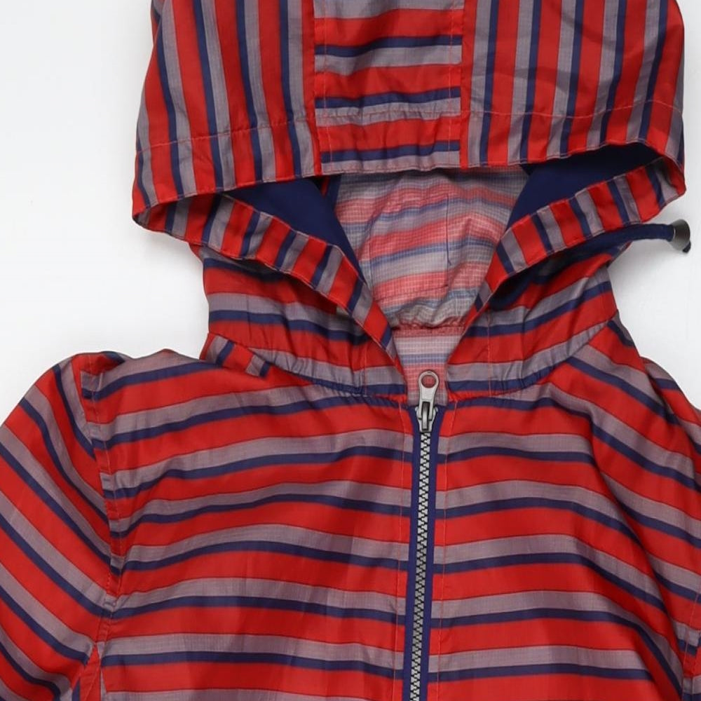 NEXT Womens Red Striped Rain Coat Coat Size 14 Zip