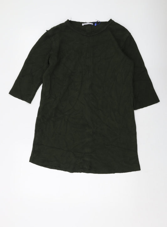 Zara Womens Green Acrylic Tunic Blouse Size M Round Neck