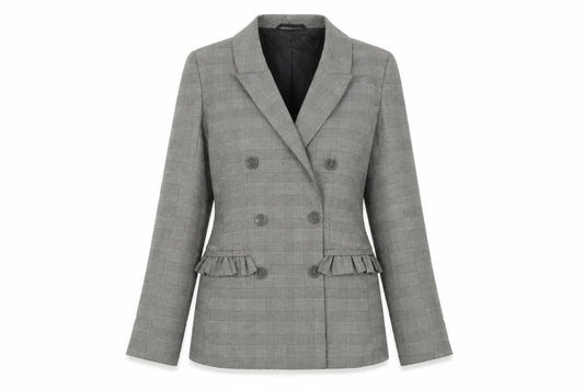 H&M Womens Grey Plaid Jacket Size 4 Button