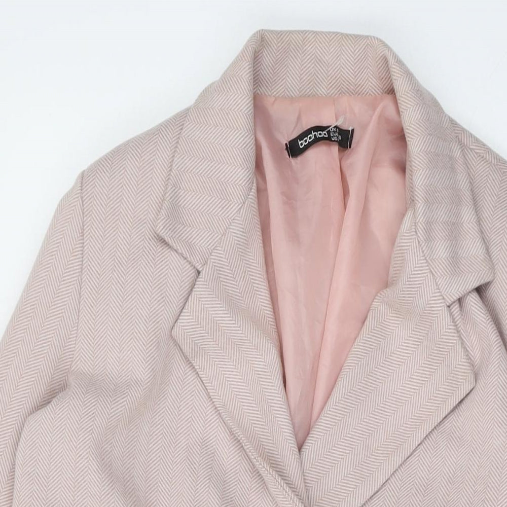 Boohoo Womens Pink Jacket Size 8 Button