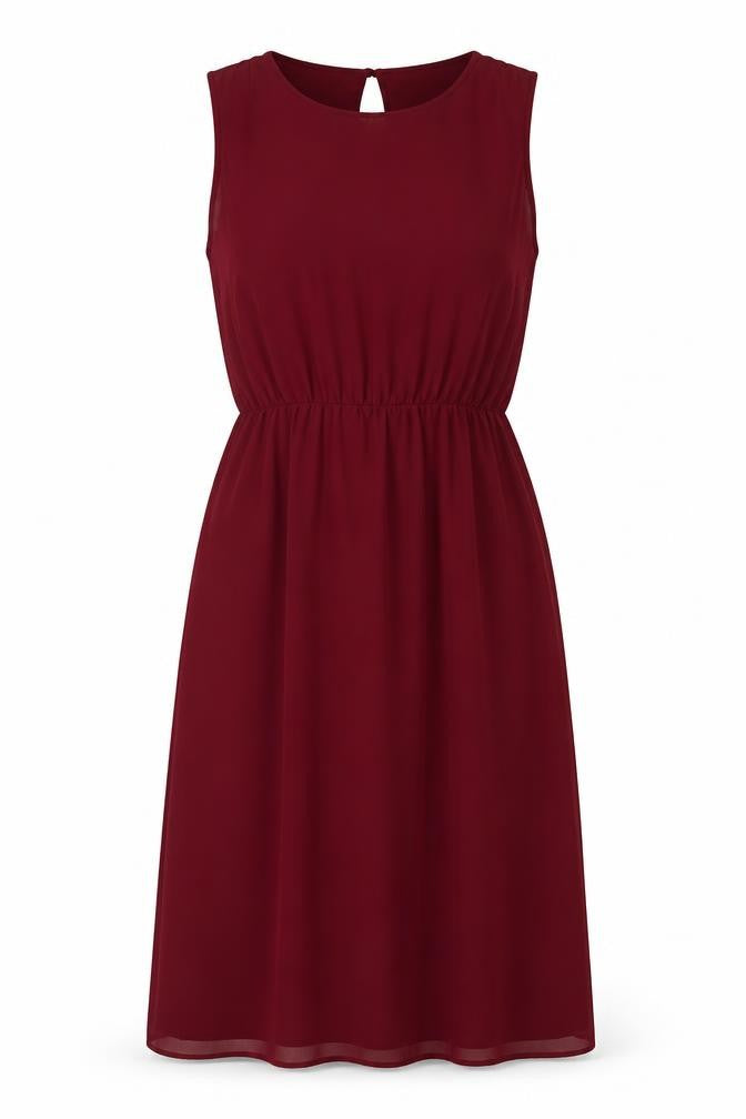 Billie & Blossom Womens Red Polyester A-Line Size 12 Boat Neck Button