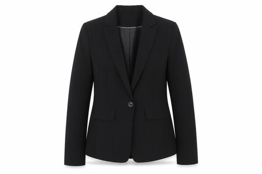 Front view of Dorothy Perkins women’s black jacket blazer, size UK 10, button