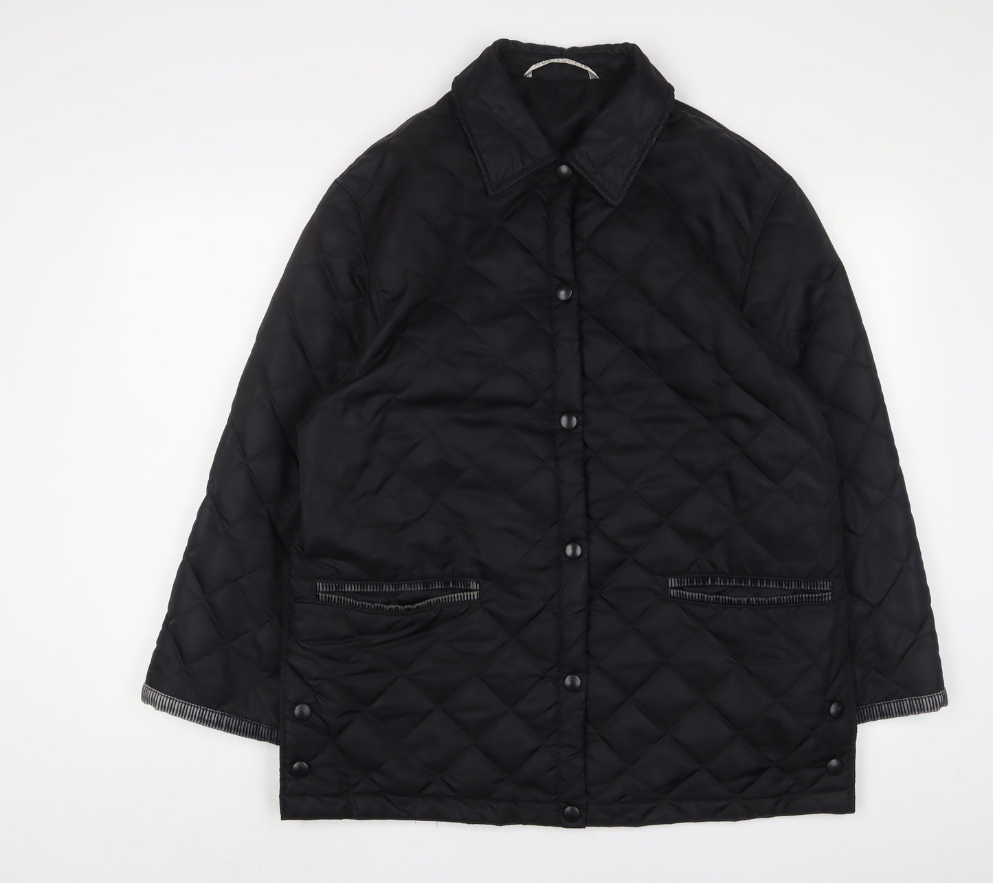 Marks and Spencer Womens Black Quilted Jacket Size 14 Snap