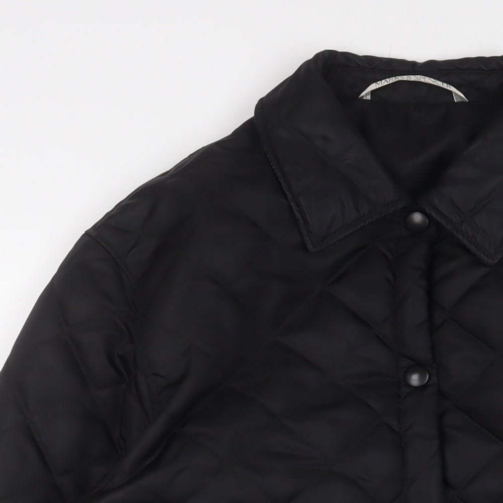 Marks and Spencer Womens Black Quilted Jacket Size 14 Snap