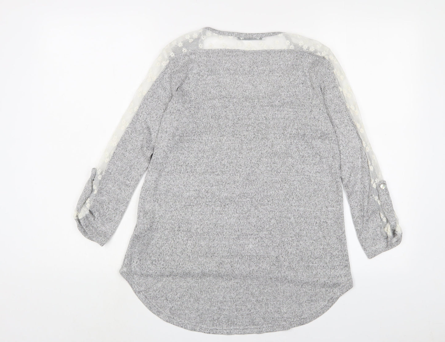 COIN 1804 Womens Grey Polyester Basic T-Shirt Size L Boat Neck