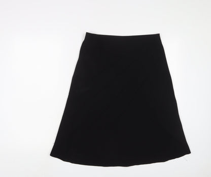 Marks & Spencer Womens Black Polyester A-Line Skirt Size 10 - Embroidered