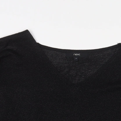 Next Womens Black V-Neck Viscose Pullover Jumper Size 12 - Cold Shoulder