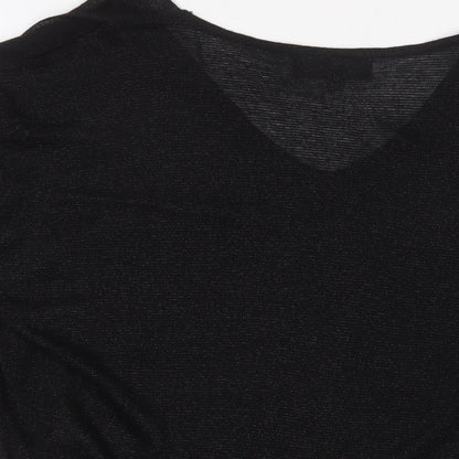 Next Womens Black V-Neck Viscose Pullover Jumper Size 12 - Cold Shoulder