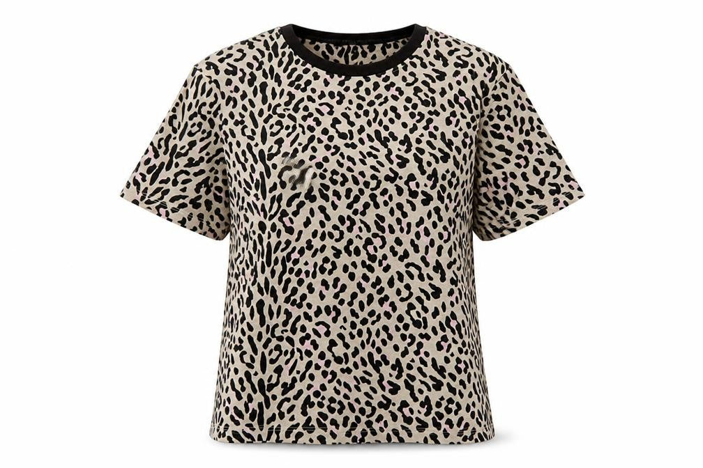 NEXT Womens Brown Animal Print Polyester Basic T-Shirt Size M Crew Neck