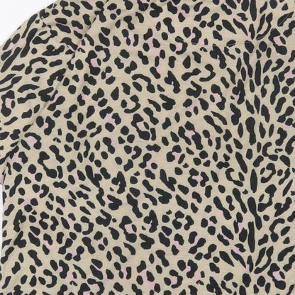 Next Womens Brown Animal Print Polyester Basic T-Shirt Size M Crew Neck
