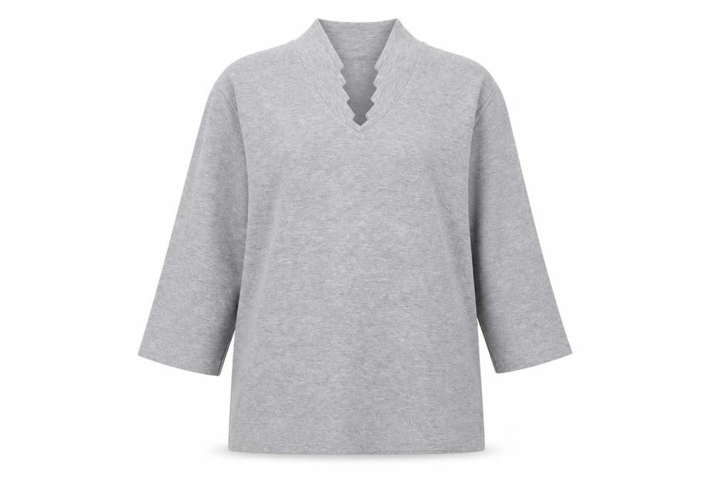 Poppy Womens Grey Polyester Basic T-Shirt Size 18 V-Neck