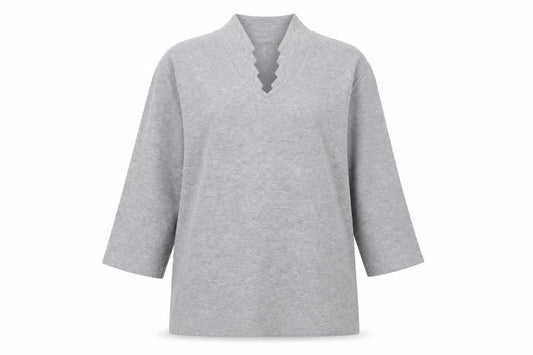 Poppy Womens Grey Polyester Basic T-Shirt Size 18 V-Neck