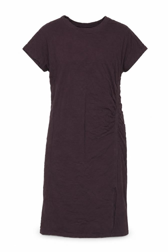 Marks & Spencer Womens Purple Cotton T-Shirt Dress Size 10 Crew Neck Pullover - Ruched