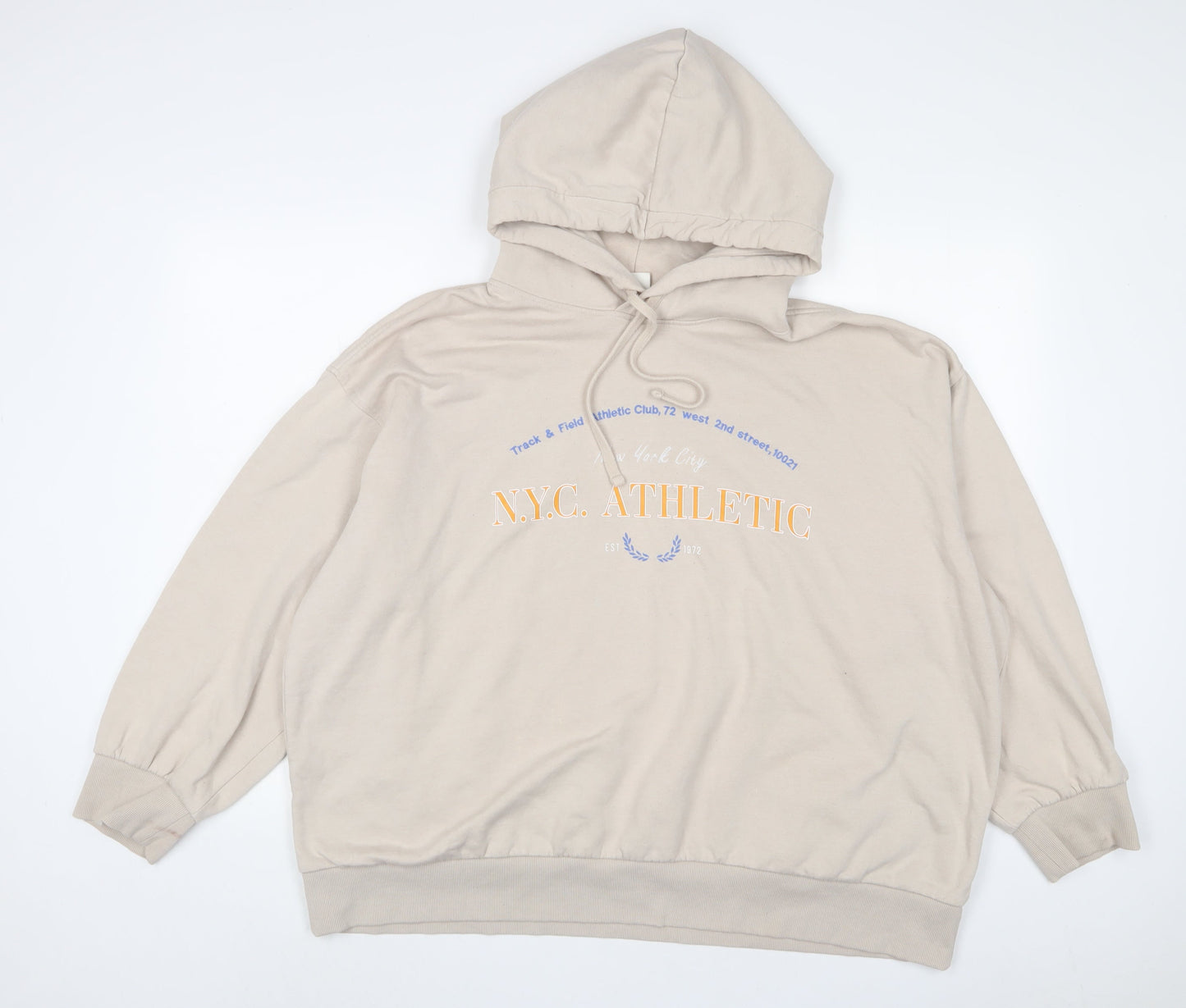 H&M Womens Beige Cotton Pullover Hoodie Size XL Pullover - N.Y.C. Ahletic