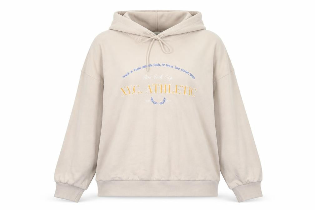 H&M Womens Beige Cotton Pullover Hoodie Size XL Pullover - N.Y.C. Ahletic