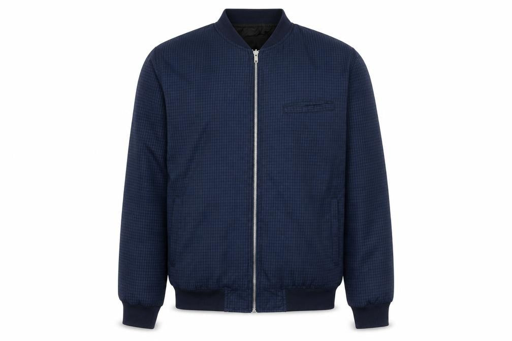 Boohoo Mens Blue Plaid Bomber Jacket Jacket Size M Zip