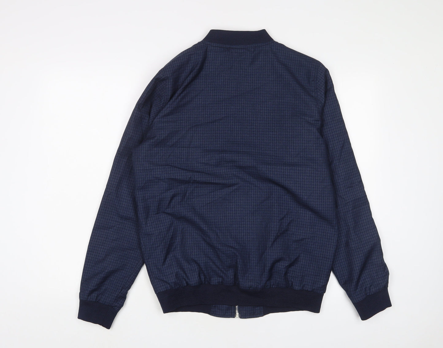Boohoo Mens Blue Plaid Bomber Jacket Jacket Size M Zip