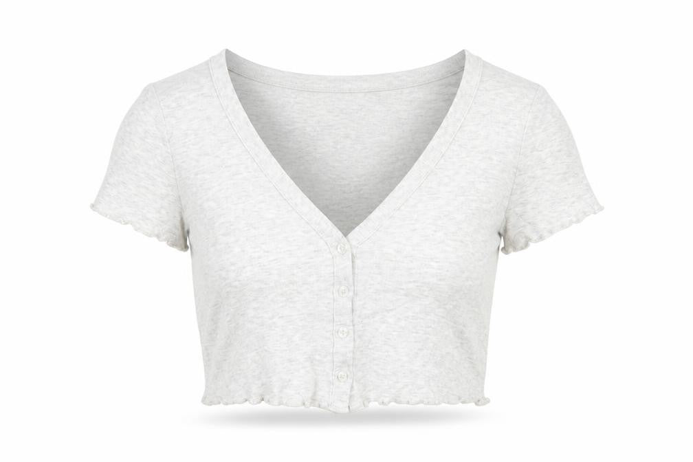 H&M Womens Grey V-Neck Cotton Cardigan Jumper Size XS
